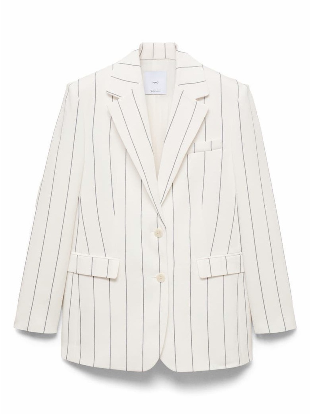 Mango Cream Blazer with Black Pinstripes